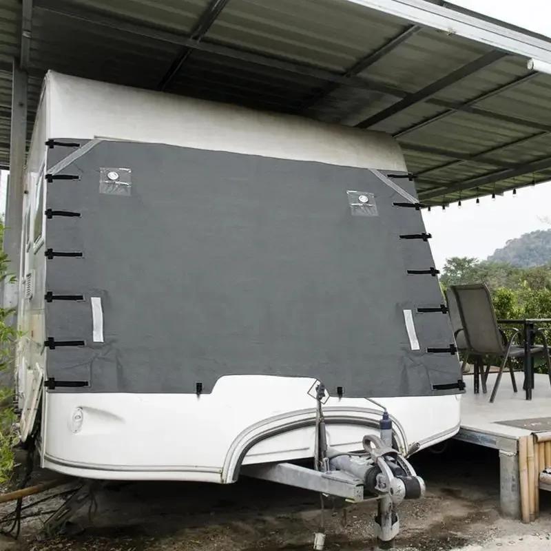 Universal Waterproof Oxford Fabric Front Towing Cover Protector - Durable Dustproof with Reflective Strips for RV/Camper/Caravan