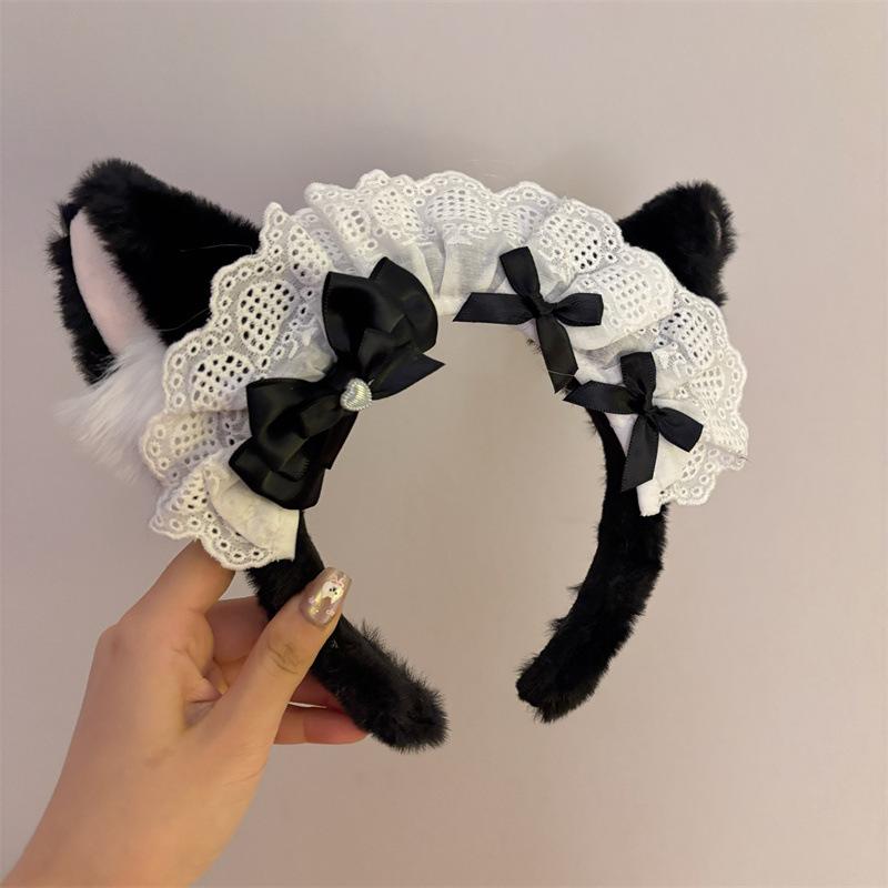 

Cat Ear Headband Cute Plush Hairband Holiday Dress Up Christmas Animal Ear Hoop Children S Hair Accessories чёрный