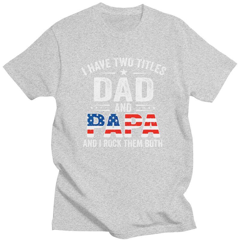 Custom Retro USA Flag Dad And Papa T Shirts Men Pure Cotton Tee Tops Fathers Day Gift Tshirts Short Sleeve Fashion Tshirt
