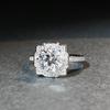 925 Sterling Silver Moissanite Women's Classic Four-Prong Ring, PT950 Plated.