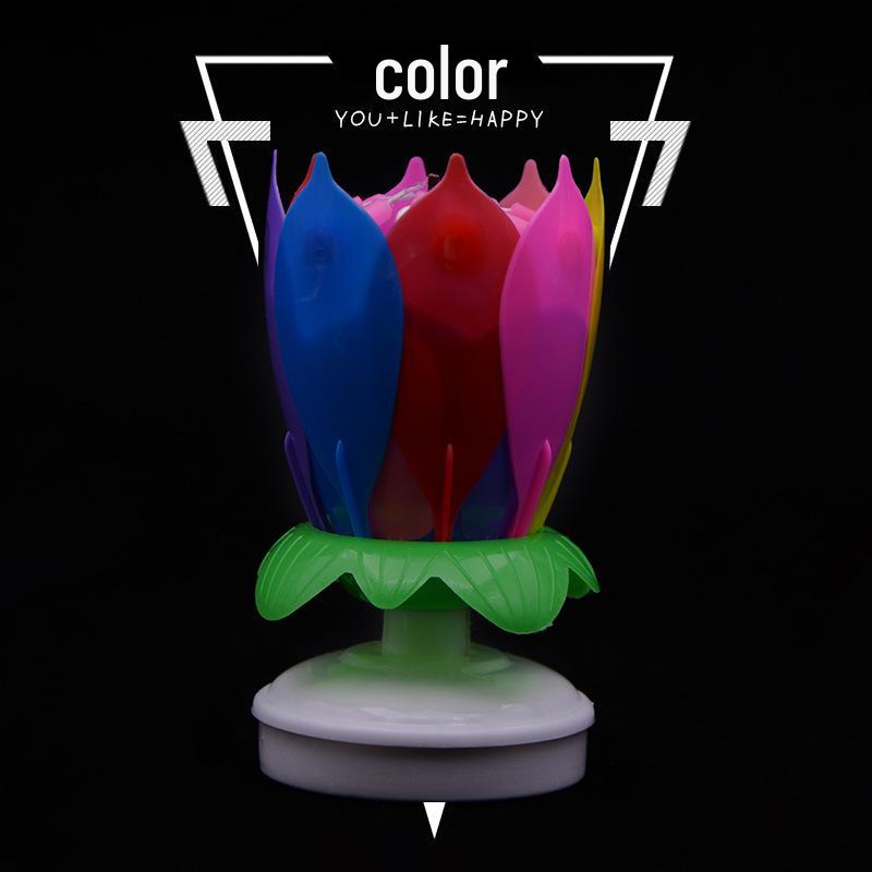 

Двухслойная вращающаяся музыкальная свеча-лотос для торта на день рождения