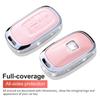 For Honda Key Fob Cover with Keychain, Pink Genuine Leather Crystal Key Case Protection Shell Compatible with 2022 Honda Accord