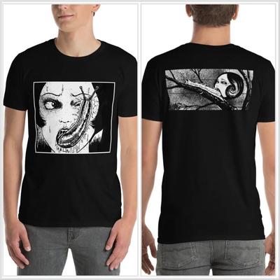 Anime Schneckenmädchen Gruselig Horror Gothic Goth Kurzarm Unisex T-Shirt