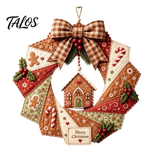 Feiertags-Kranz Bastelmaterialien DIY Patchwork Bastelset, Weihnachtliches Nähen Saisonale Muster, Stoffset Bauernhaus für Erwachsene, Haustür Wand