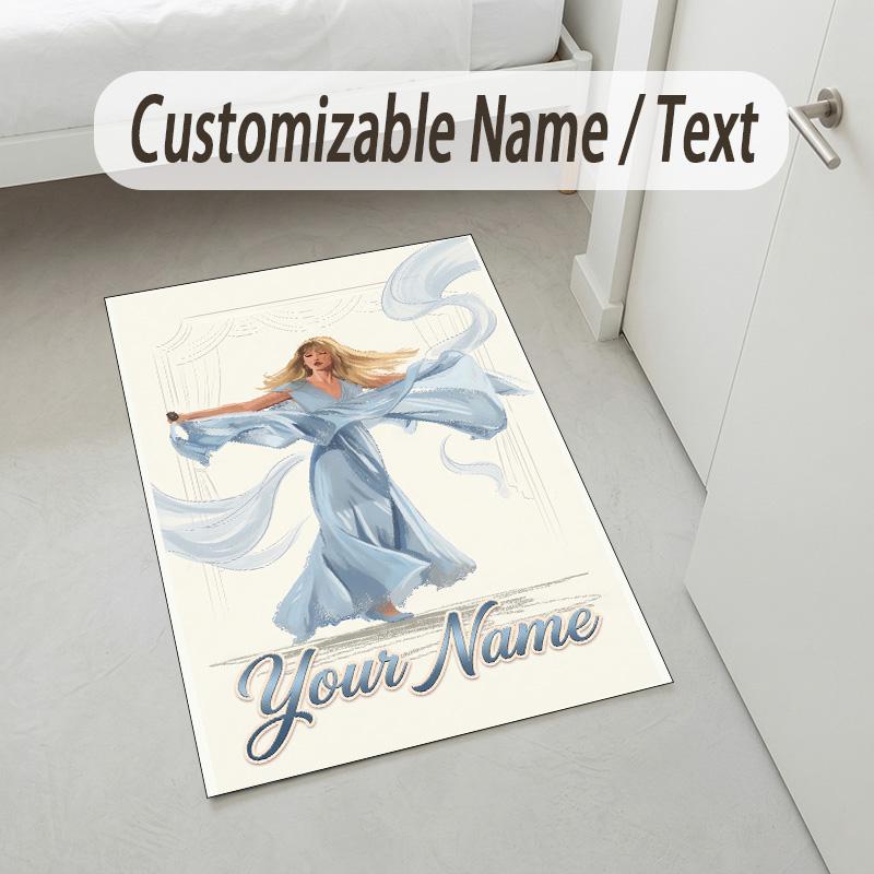 Personalized Crystal Velvet Carpet,Taylor Swift Custom Printed Name, Plush Area Rug For Home Indoor Decor