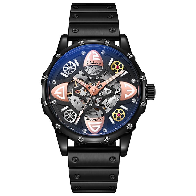 Skelett Automatische Mechanische Herrenuhr Mode Top Marke Leuchtend Edelstahl Sportuhren Relogio Masculino