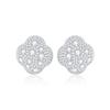 European & American Hot-Selling Copper Alloy Four-Leaf Clover Women's Stud Earrings with Zircon Inlay - Hip Hop Style