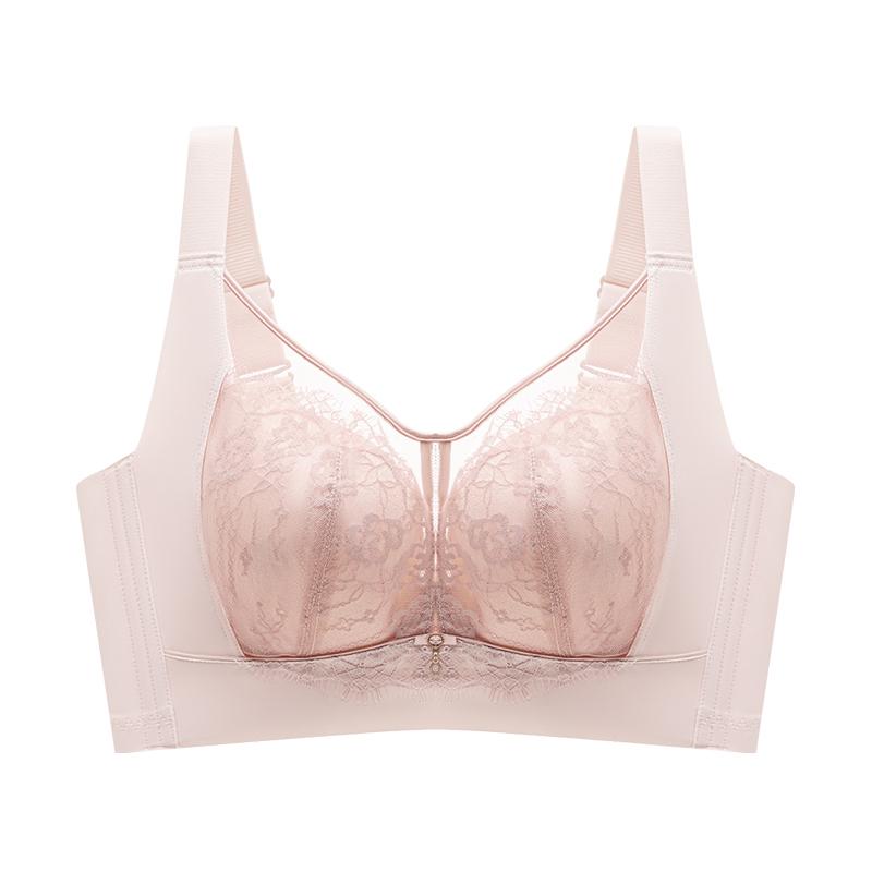 Big chest, small full cup bra without steel ring, lace thin design, gathered and gathered accessory, comfortable and beautiful back underwear