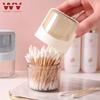 Rotatable Cotton Swab Storage Box With Double Head Cotton Buds Container Transparent Cover Cotton Swab Toothpick Organize Box