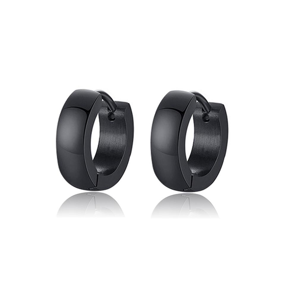 1 Pair Punk Titanium Steel Ear Clip/Ear Stud Earrings For Men Women Black Pierced/No Pierced Fake Ear Circle Pop Jewelry