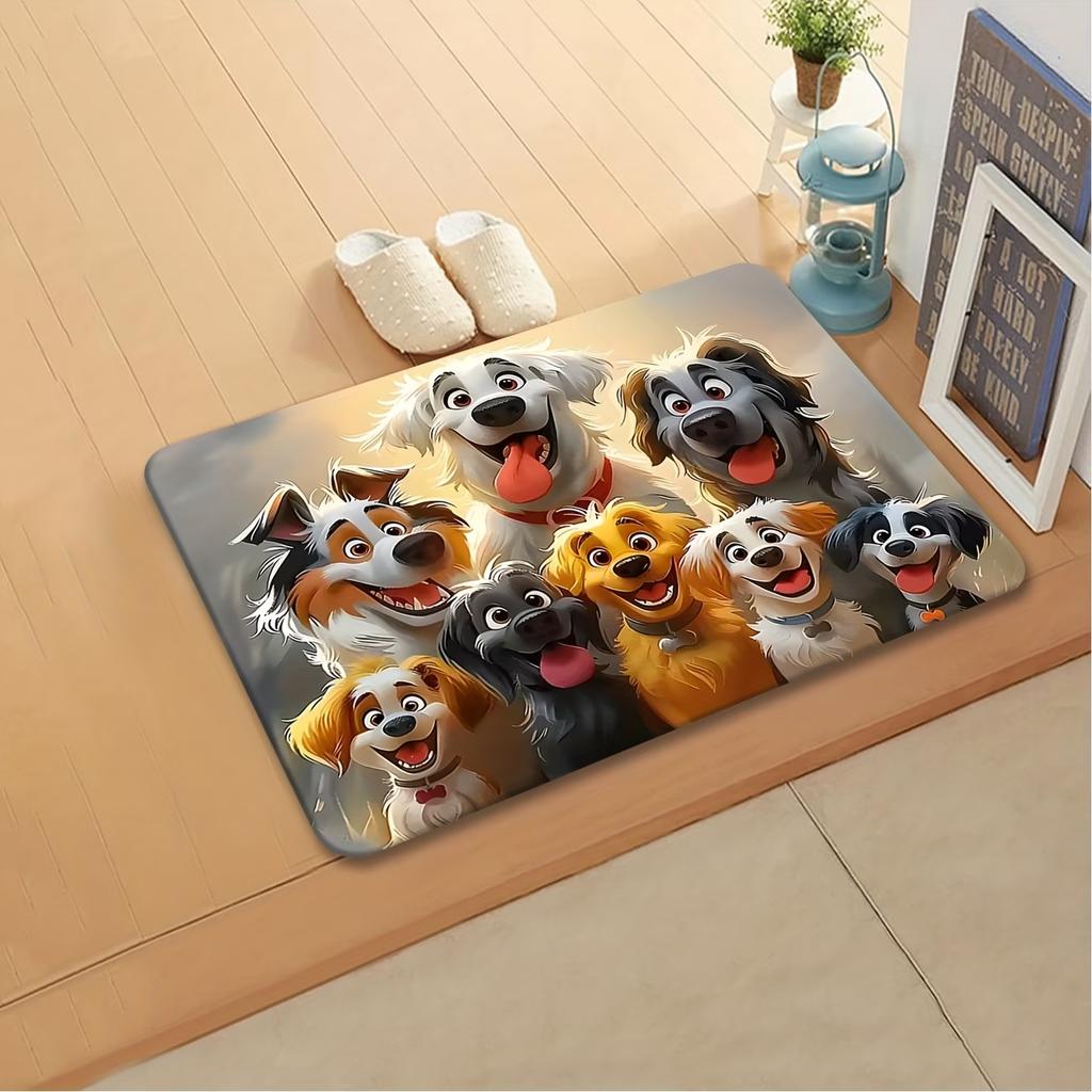 Playful And Fun Dog Printed Doormat Machine Washable And Colorfast, for Kitchen, Dining Room, Hallway, Bathroom, Bedroom