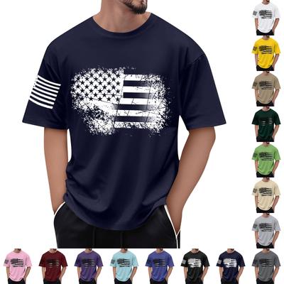 Pánske tričko s potlačou vlajky Pánske voľné ležérne top s krátkym rukávom