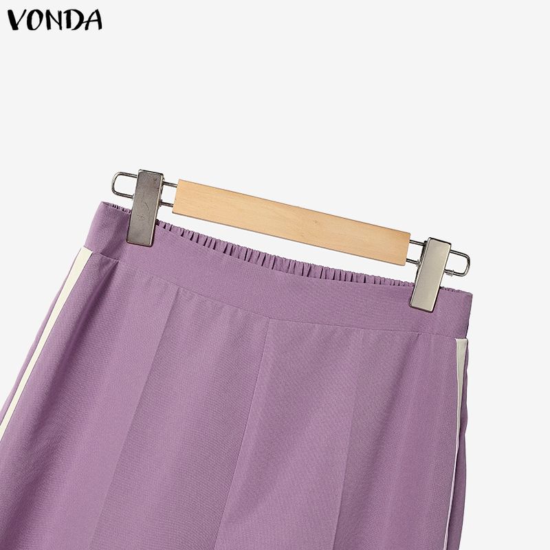 VONDA Oversized Womens Elegant Two Piece Set V Neck Half Sleeve Blouse and Wide Leg Pants Casual Loungewear Outfits