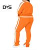 2 Stuks/Set Dames Joggingpak Plus Size Rits Lange Mouw Trainingspak met Broek Losvallend Trainingspak Sportoutfit voor Joggers