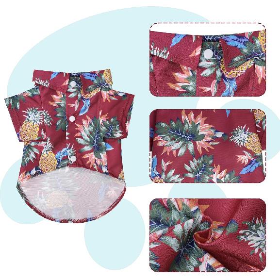 4 Pcs Dog Summer Shirts Floral Hawaii Dog Shirt Pet Clothes for Small Medium Dog Cats Boy Girl(Pink,red,Blue,Green, Medium)