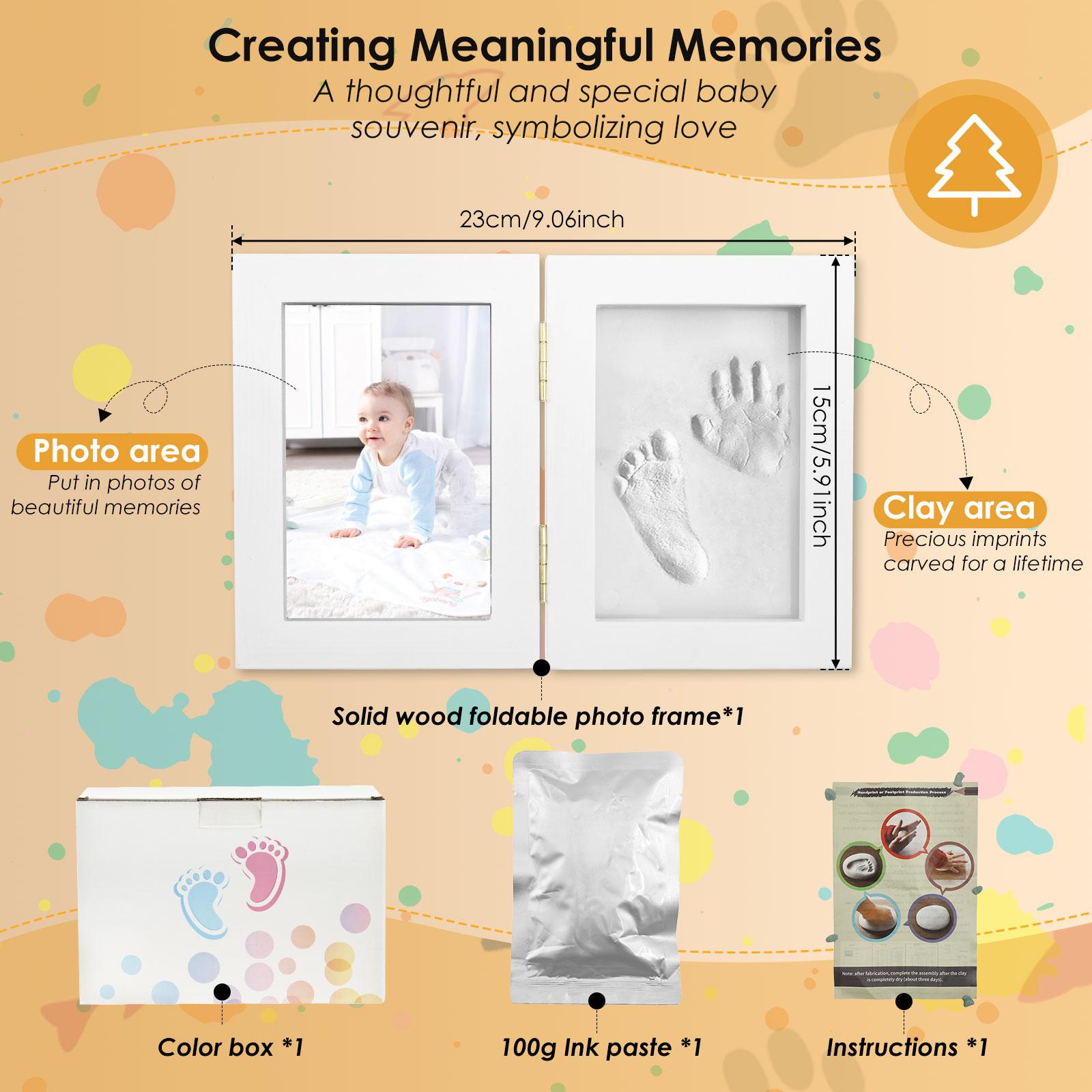 Фоторамка с глиной для слепков ручек и ножек младенца Создайте незабываемые воспоминания с этим набором для слепков ручек и ножек малыша Подарки для мальчиков и девочек