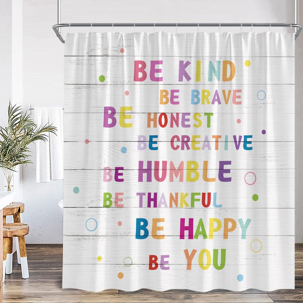 Colorful Inspirational Quote Kids Shower Curtain Rainbow Positive Words Lovely Bathroom Decor Children Bath Curtain With Hooks