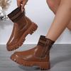 2025 Thick Sole Martin Boots Women's Plus Size Warm Knitted Platform Martin Boots New Plus Size