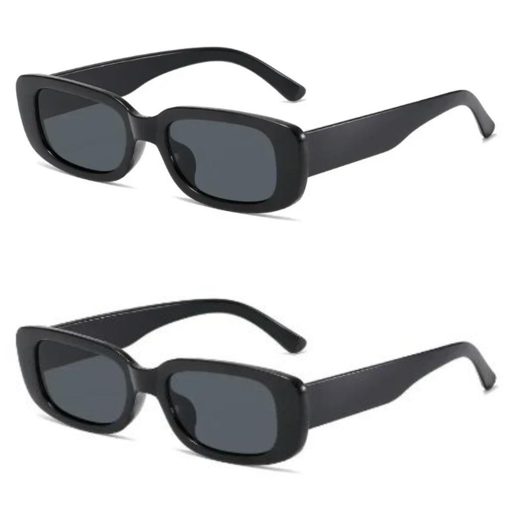 2 Stück Kleine Rechteckige Sonnenbrillen Damen Designer Vintage Sonnenbrillen Damen Klassische Brillen Schwarz Quadratisch Oculos UV400 Brillen