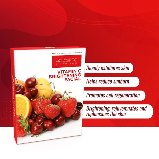 Aroma Magic 6 step Vitamin C Skin Brightening PRO Facial Kit (Signature Range) Exfoliates, Reduce sunburn, Brightens skin | All Skin | Big Pack of 1