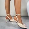 Bow Slingback Stiletto High Heel Sandals Sexy Fashion Women Open Toe Ankle Buckle Sandals Lady Dress Luxury Pink Shoes