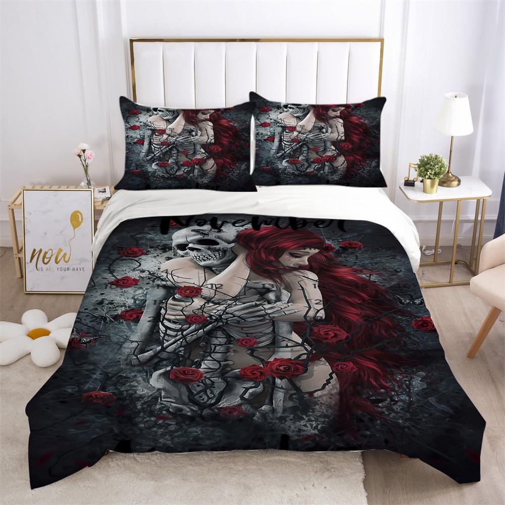 3D Skull Printing Duvet Cover Set Twin Size Microfiber Bedding Set Fashion High Ranking Cool Bedroom Decor
