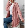[Cozy Winter Cardigan] Warm & Cozy Women's Winter Plush Diamond-Patterned Hooded Cardigan | Longline Loose Fit Open Front Long Sleeve Coat