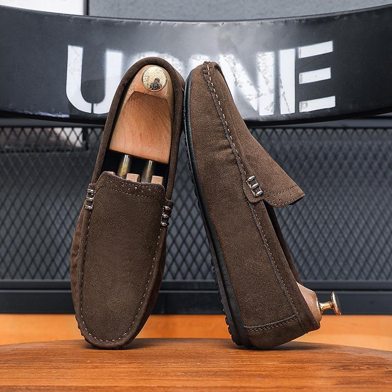 Summer New Doudou Shoes Men's Trend Suede One-pedal Versatile Lazy Shoes Matte Casual Spirit Guy Leather Shoes