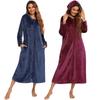 Robe en peluche à fermeture éclair pour femme avec capuche thermique longue peignoir de nuit hiver confort zip fauteuil inclinable pyjama peignoir vêtements décontractés peignoir de nuit