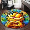 1 Stück Garfield Buntglas Design Runder Teppich - Bürostuhlmatte, Rutschfester Teppich für Heimdekoration, Wohnzimmer, Schlafzimmer, Spielzimmer