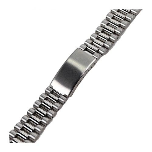19mm/20mm Day-Date Style Steel Strap for Seiko 5 Sxns80, Snxs79, Snxs79k, Snxs77k, Snxs73 Watch Wristband Bracelet Replacement Part (Silver, 19mm)