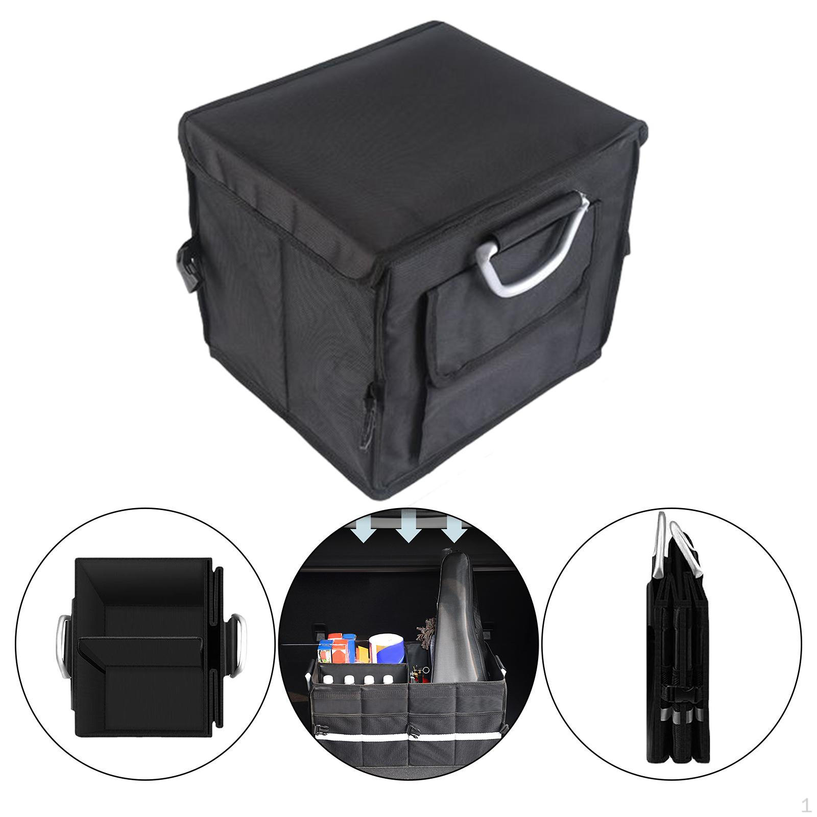 

28L Oxford Fabric Collapsible Car Trunk Organizer, Sturdy Durable Adjustable with Cover , Put and Black