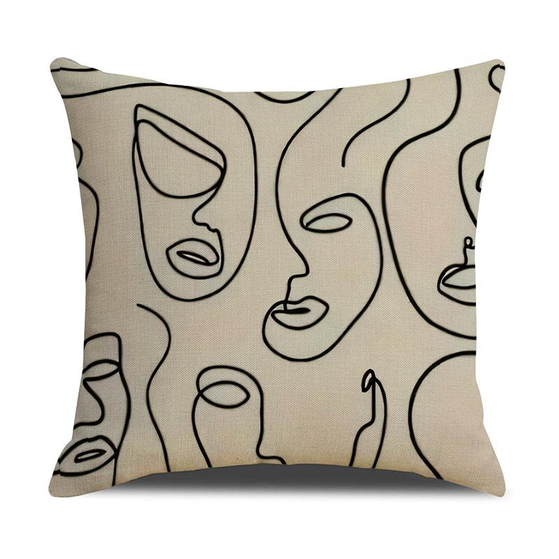Home Black and White Rose Print Linen Pillow Cover Halloween Sofa Living Room Decoration Cushion Cushion