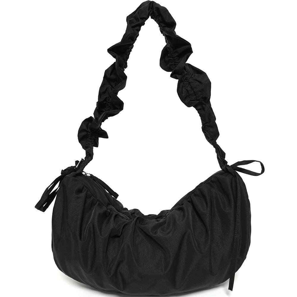 

Korean pleated silky cloud dumpling bag Niche Design Women Underarm Shoulder bag capacity nylon crossbody bag For young girl