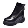 Slope heel women's boots autumn and winter new European and American wind oblique zipper waterproof platform thick-soled muffin and round head short