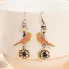 Vintage Exquisite Hand Carved Bird Flower Pattern Dangle Earrings Women's  Creative Vacation Banquet Jewelry Accessories