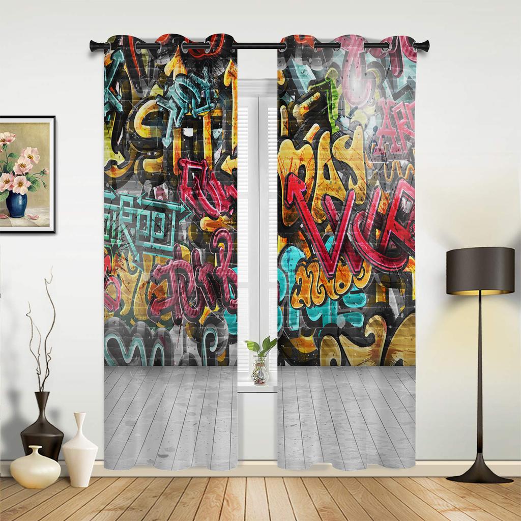 Graffiti Wall Curtains for Bedroom Living Room Drapes Kitchen Children's Room Window Curtain Modern Home Decor