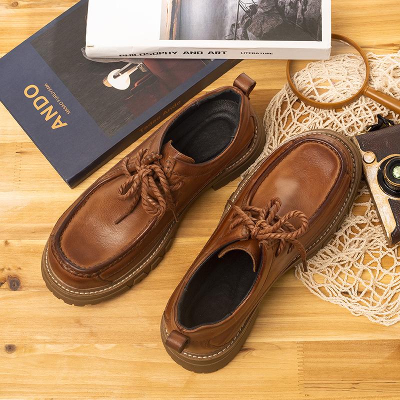 

Рабочая обувь мужская 2025 новая уличная кожаная ретро платформа большая голова кожаные туфли мужские универсальные британские повседневные мужские туфли тренд 45