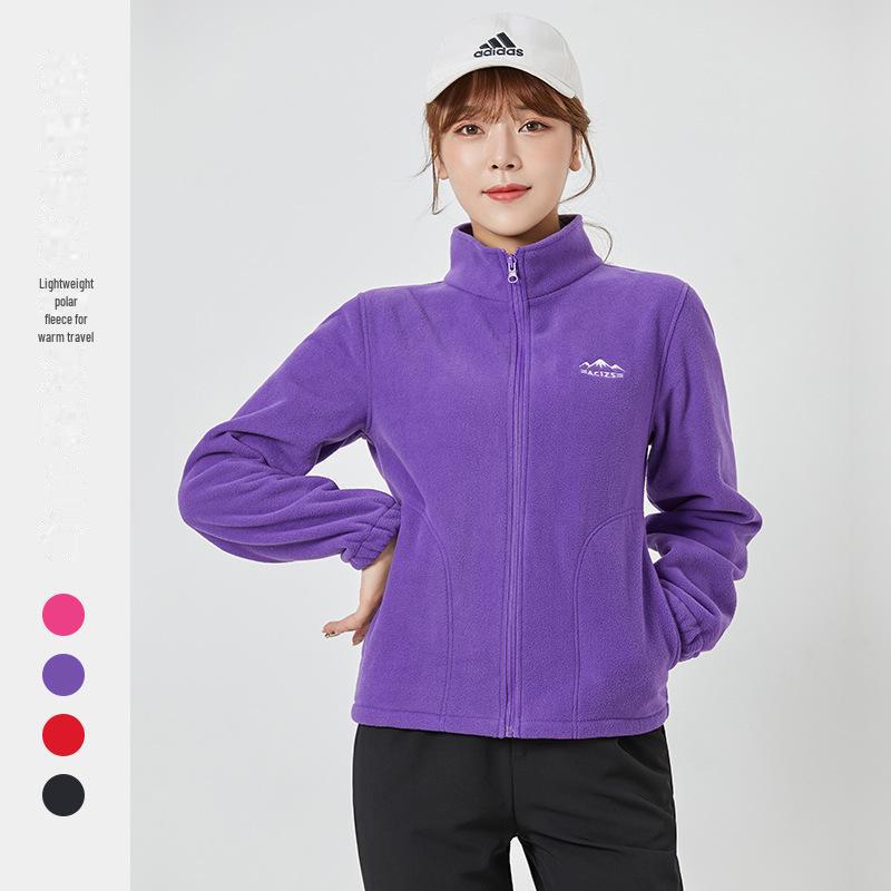 

Жіноча осінньо-зимова куртка з полар-флісу: На підкладці, Стійкий комір, Застібка-блискавка, Двосторонній фліс, Одяг для вулиці XXL (Female 130-145 lbs)