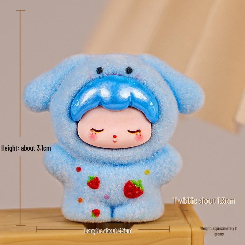 New 3D Flocking DIY Blind Box with Cute Resin Doll Ornaments