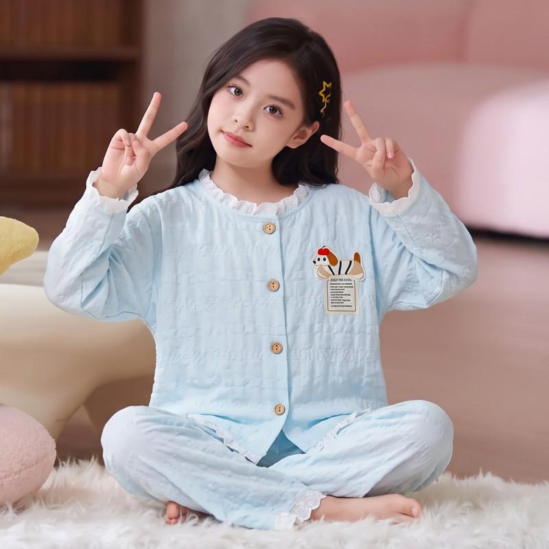 Girls Pajama Set Long Sleeve Cloud Cotton Cartoon Print Sleepwear Ages 8 Kids Home Wear