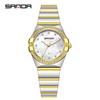 SANDA Dames Luminous Kwarts Horloge: Stalen Band, Bez Diamonds, Waterdicht, met Sunray Parelmoer Wijzerplaat.