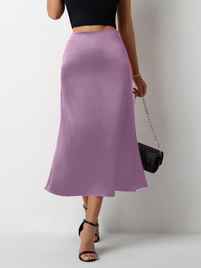 Europejska i Amerykańska Damska Satynowa Spódnica Midi Syrenka - Nowa Kolekcja Wiosna/Lato