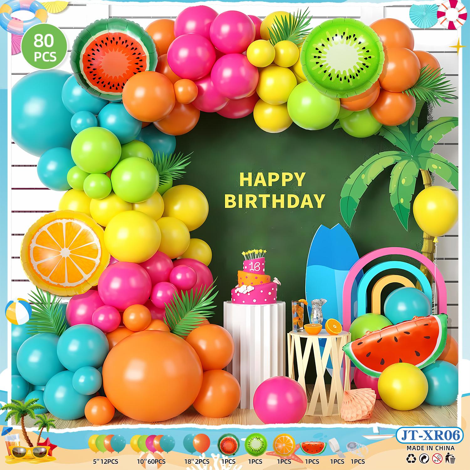 

Tropical Balloon Set Hawaii Party Decoration Arrangement Round Latex Scene Holiday Party jt-xr06-summercolorfulset[dispensingglueandballoon