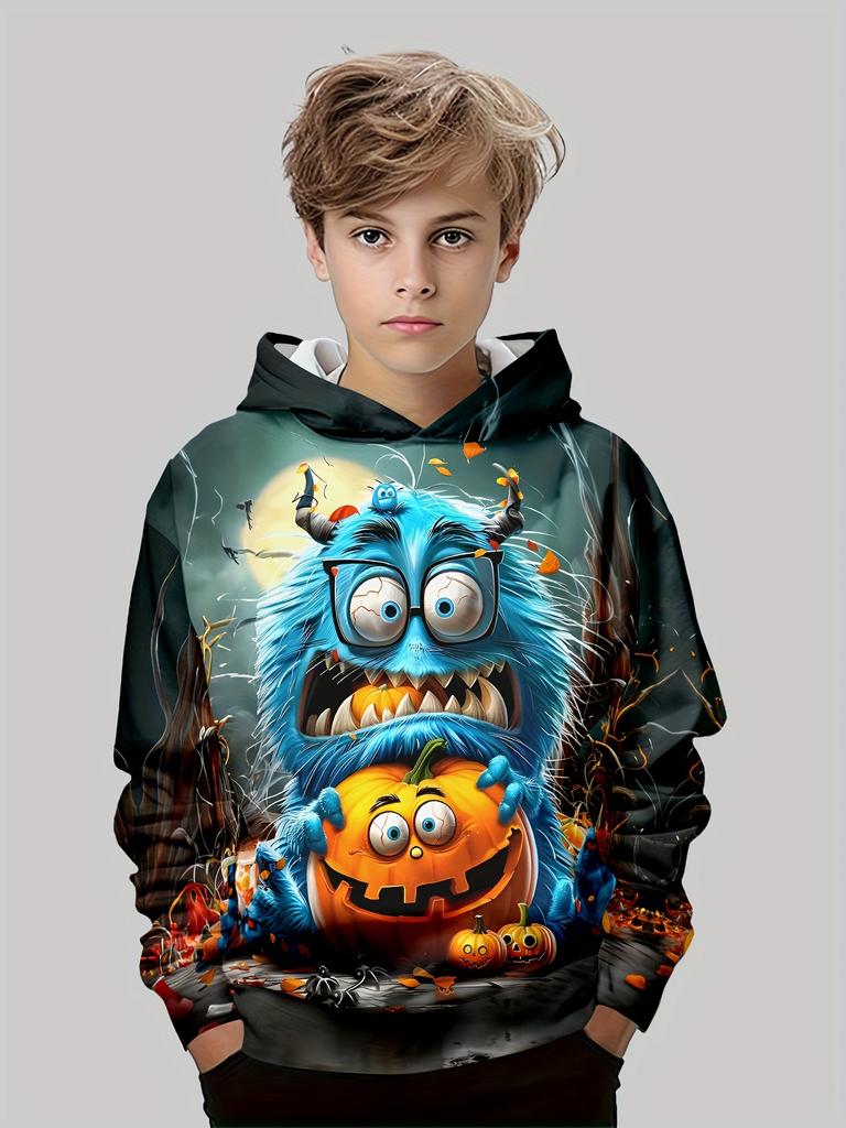 Boys' 3D Christmas Graphic Hoodie Long Sleeve Tops Casual Polyester Hoody Fall Spring Outerwear Sweatshirt Children's Clothing