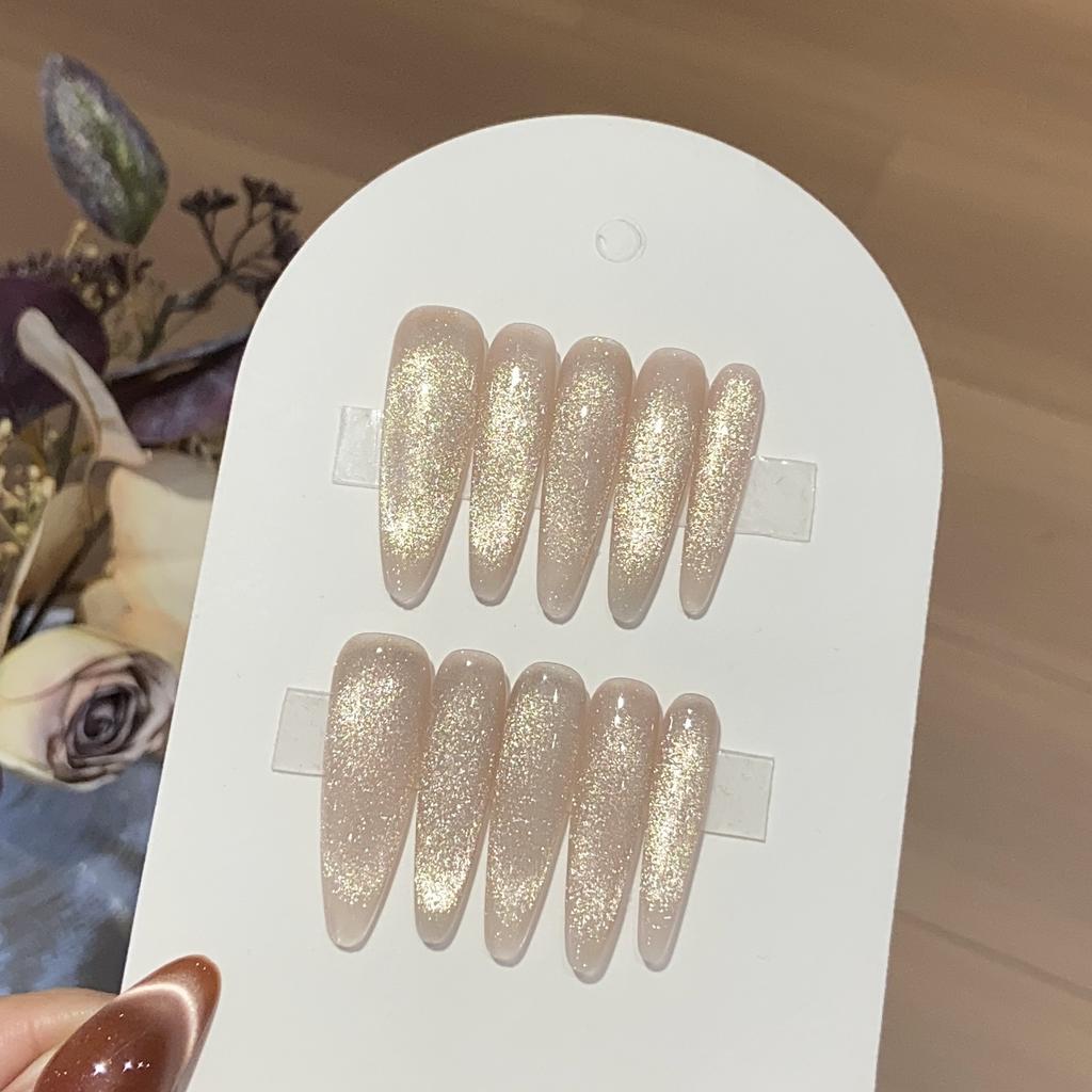 Pure Handmade Simple Daily Versatile Ice-transparent Golden Cat-eye Gold Yarn Can Be Detached and Worn