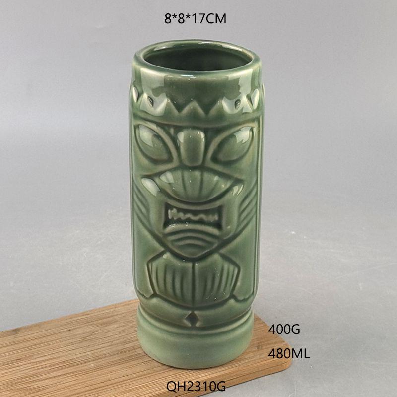 Ceramic Tiki Cup Embossed Totem Cup Hawaiian Bar Wine Glass Cocktail Cup Universal Nordic Bar Barware