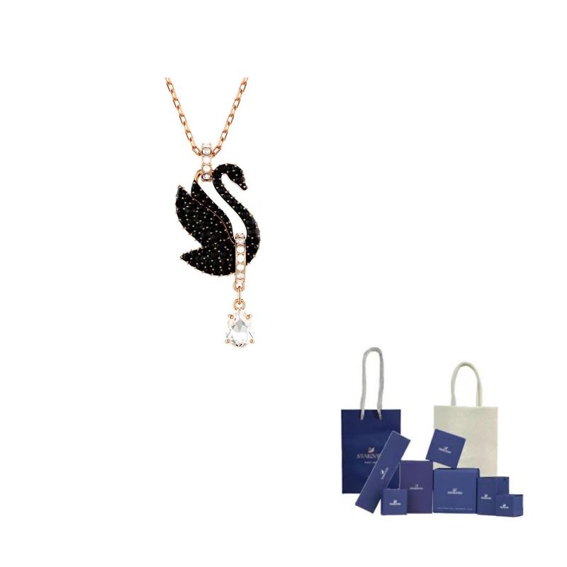 Swarovski Swan Black Swan Necklaces Womens Rose Gold F-Branded gift bag золотистый