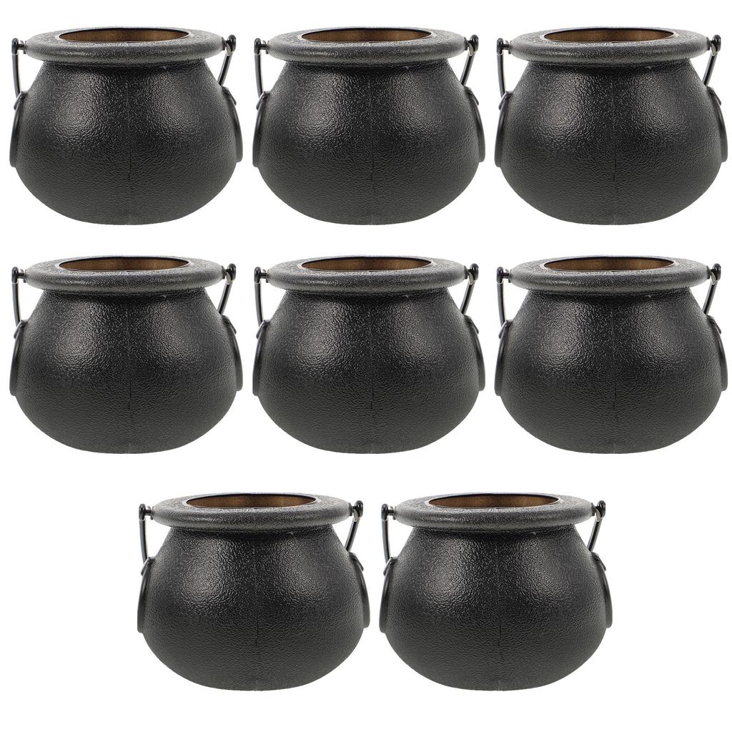 8 pcs Witch Candy Jar Plastic Halloween Cauldron Party Decoration Storage Container For Candy Snacks Props Accessory