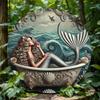 MermaidElegance Waterproof Metal Wall Art UV Printed Home Decor Rustproof Sign